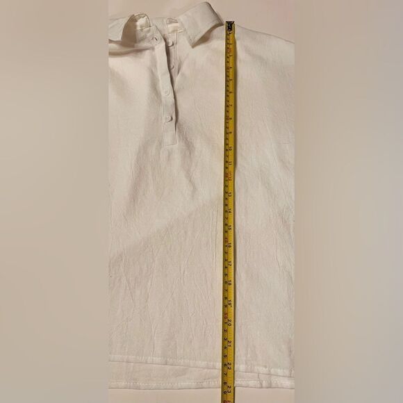 E-retro Blouse Women’s Med-XL White Collared 4 Buttons Short Sleeve NWT - Picture 5 of 8
